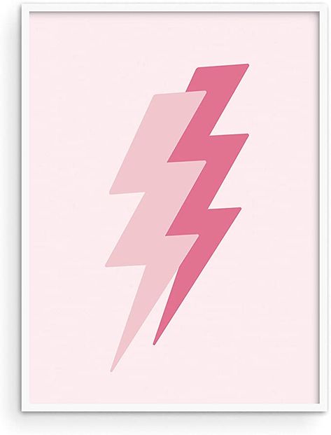 Room Decor Aesthetic Pink, Pink Room Decor Aesthetic, Pink Poster Aesthetic, Bolt Poster, Wall Prints Aesthetic, Light Pink Walls, Haus And Hues, Pink Lightning, Pink Drawing