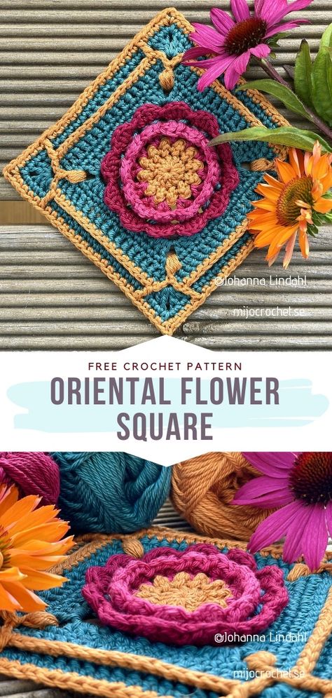 Loom Knitting Tutorial, Crochet Flower Squares, Afghan Squares, Mosaic Crochet, Crochet Blocks, Crochet Inspo, Afghan Patterns, Crochet Afghans, Blanket Patterns