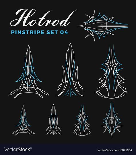 Set of vintage pin striping line art Royalty Free Vector Template Tattoo, Sticker Painting, Sign Painting Lettering, Pinstripe Art, Tattoo Vector, Pinstriping Designs, Line Art Vector, Painting Templates, Garage Art