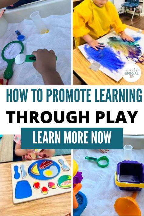 Are you an Early Childhood Teacher or Preschool Special Education Teacher? Maybe a parent looking for play based ideas? Well, look no further! Promoting learning through play is an effective and enjoyable way to enhance educational experiences. Here are ten strategies to encourage learning through play with your early elementary students. I share how to incorporate sensory play, pretend play, learning centers and more. Find the best play based learning activities today! Learning Through Play 1st Grade, Play Based Learning Activities Preschool, Learning Through Play Activities, Play Based Learning Preschool, Play Based Learning Kindergarten, Play Based Preschool, Inquiry Based Learning Activities, Project Based Learning Kindergarten, Sensory Classroom