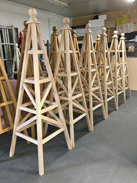 Obelisks In The Garden, Star Garden, Obelisk Trellis, Arbors Trellis, Diy Garden Trellis, Rhs Chelsea Flower Show, Garden Obelisk, Diy Trellis, Paint Booth