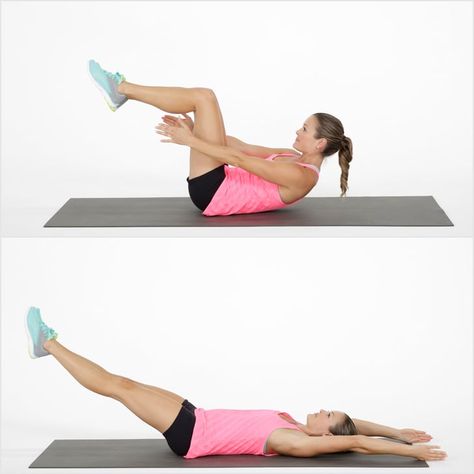 11 Best Pilates Abs Exercises, According to Pilates Teachers | POPSUGAR Fitness Double Leg Reach, Double Leg Stretch, Tabata Workouts At Home, Pilates Ab Exercises, Postpartum Workout, Leg Raise, Tabata Workout, Pilates Teacher, Ab Work