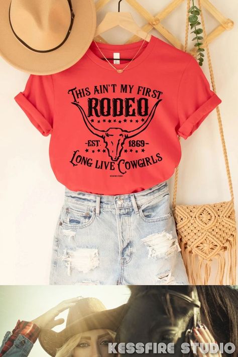 Retro Cowboy, Country Girl Shirts, Country Party, My First Rodeo, First Rodeo, Rodeo Shirts, Cowgirl Shirts, Wild Free, Girl Shirt