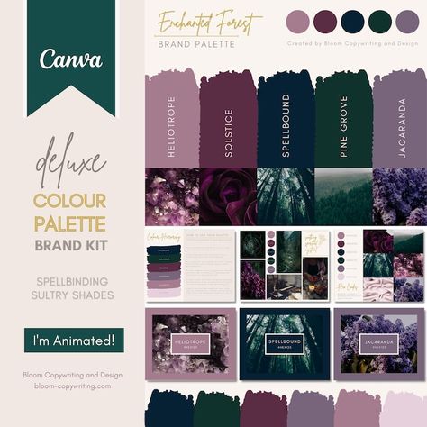 CreateGrowBloom - Etsy Green Home Paint Color Schemes, Fairytale Wedding Ideas Enchanted Forest, Jewel Tone Hex Codes, Mystical Forest Color Palette, Purple Jewel Tone Color Palette, Purple Green Silver Color Palettes, Dark Purple Wedding Palette, High End Brand Color Palette, Emerald Green Complimentary Color Palette