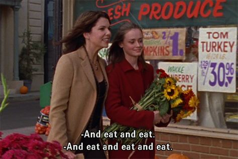 and eat and eat and eat and eat and eat and eat... Party Time Meme, Gilmore Girls Quotes, Girls Thanksgiving, Gilmore Girl, I Love Cinema, Lorelai Gilmore, Film Quotes, Tv Quotes, Rory Gilmore