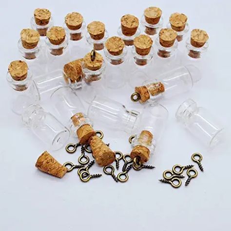 Tiny Jars, Glass Bottles With Corks, Mini Glass Bottles, Spice Bottles, Miniature Bottles, Clear Glass Jars, Bottle Corks, Cork Lid, Glass Vials