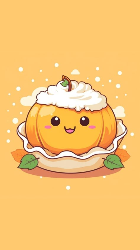 Kawaii Pumpkin Wallpaper, Kawaii Thanksgiving Wallpaper, Fall Kawaii Wallpaper, Cute Thanksgiving Wallpaper Iphone, Thanksgiving Widgets, Cute Thanksgiving Wallpaper, Kawaii Thanksgiving, Thanksgiving Napkin Folds, Kawaii Pumpkin