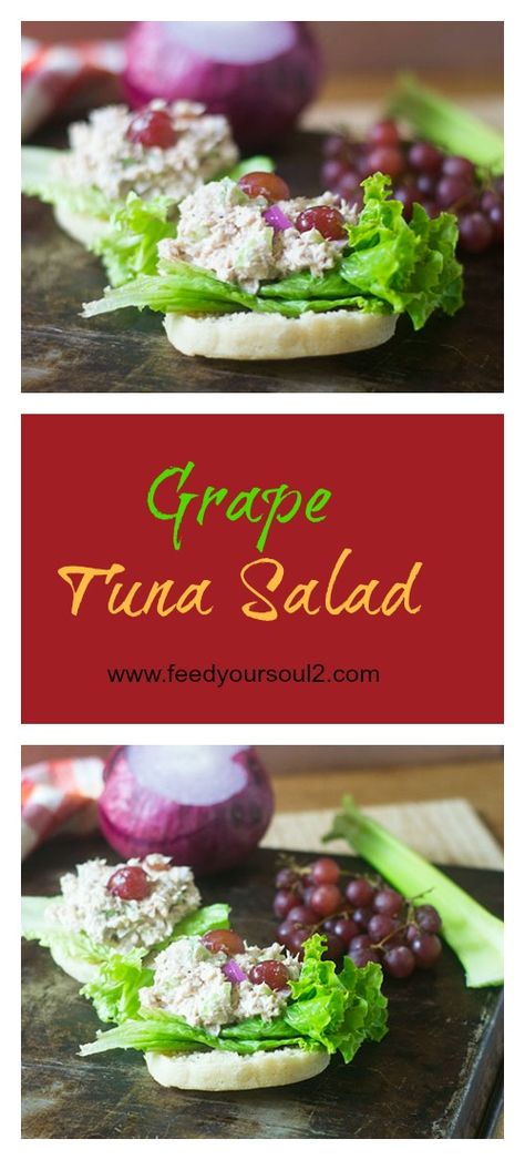 Grape Tuna Salad from Feed Your Soul Too Gluten Free | Seafood | Sandwich Tuna Salad With Grapes, Easy Chia Seed Pudding, Healthy Chocolate Cookies, Salad With Grapes, Wraps Recipes Healthy, Banana Oat Cookies, Healthy Tuna Salad, Healthy Blueberry Muffins, Healthy Tuna