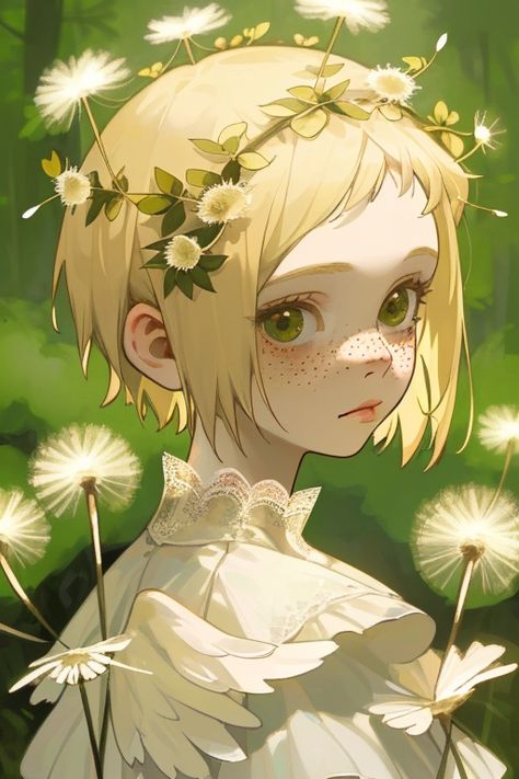 #inacofairy #dandelions Magical Girl Dandelion, Dandelions Anime, Dandelion Anime, Dandelion Fairy, Dandelion Drawing, Magical Girl, Dandelion, Concept Art, Anime Art