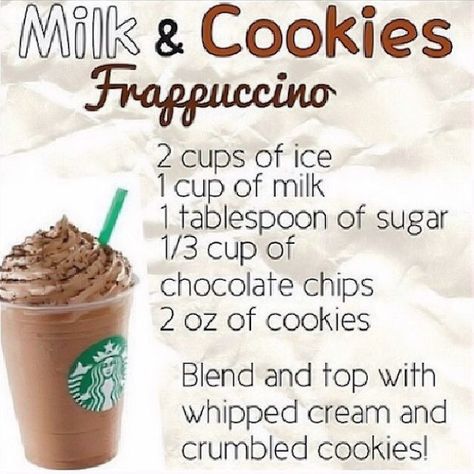 Milk and cookies frappuccino starbucks recipe recipes drink recipes easy recipes summer recipes instagram images starbucks recipes Frappe Recipes, Starbucks Frappe, Starbucks Frappuccino Recipe, Resep Starbuck, Minuman Starbucks, Homemade Starbucks, Sommer Mad, Starbucks Drinks Diy, Frappe Recipe