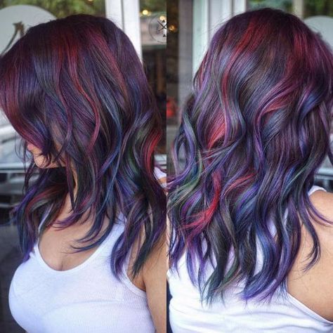 Blue, Burgundy And Purple Highlights Blue Hair Highlights, Violet Hair Colors, Purple Hair Highlights, Violet Hair, Awesome Hair, Hair Color Purple, Pretty Hair Color, Blonde Hair With Highlights, Beautiful Hairstyles