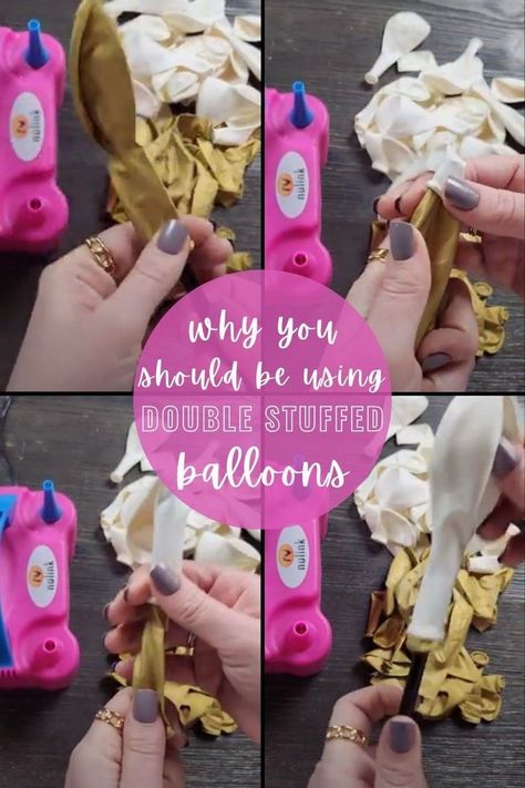 Ever wonder why balloon professionals double stuff their balloons when making balloon garlands? Double stuffing balloons allows you to get customized balloon colors on a budget. Check out this tutorial to learn why double stuffing balloons can be important and other balloon garland tips and tricks. Balloon Garland Tips, Balloon Colors, First Birthday Balloons, Balloon Holders, Diy Cream, Fiesta Theme Party, One Balloon, Diy Balloon Decorations, Fiesta Decorations