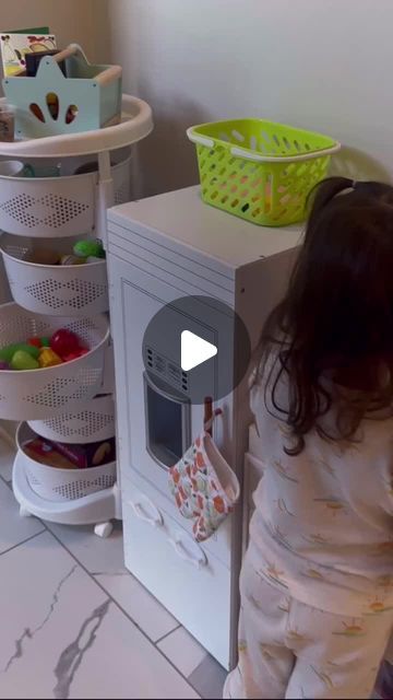 Sarah Guiler | When you finally find a storage solution for all those tiny toddler kitchen toys @shoptemu 🙌🏼 USE CODE: dpm9474... | Instagram Toy Kitchen Organization, Play Food Storage Ideas, Play Kitchen Organization, Play Food Storage, Toddler Kitchen, Kitchen Toys, Small Kitchen Organization, Small Space Organization, Best Craft