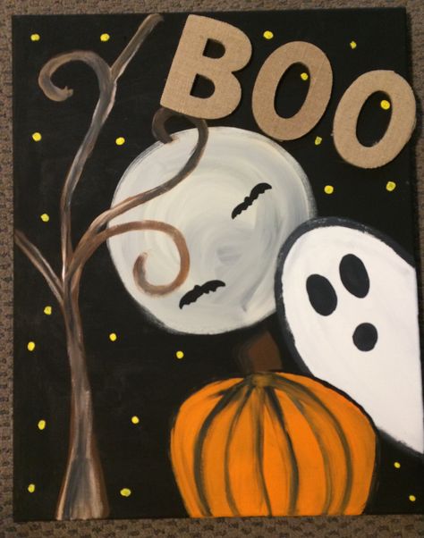 Easy DIY Halloween painting Halloween Canvas Paintings, Drawing Halloween, Halloween Canvas Art, Moldes Halloween, Fall Canvas Painting, Fall Canvas, Adornos Halloween, Holiday Painting, Halloween Painting