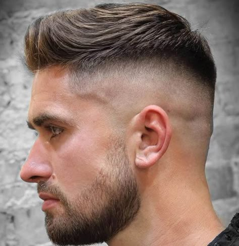 High and Tight Bald Fade - Best Bald Fade Haircuts For Men: Cool Low, Mid, High, Drop, Burst, Undercut, Temp, Skin Bald Fade Haircut For Guys #menshairstyles #menshair #menshaircuts #menshaircutideas #menshairstyletrends #mensfashion #mensstyle #fade #undercut #baldfade #skinfade High Fade With Beard, Mens Crew Haircut, Hair Clipper Sizes, Haircut And Beard, Types Of Fade Haircut, Men Fade Haircut Short, High And Tight Haircut, Fade Haircut Styles, Popular Mens Haircuts