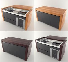 Outdoor Kitchen Furniture, Mini Kitchen Design, Modern Kitchen Trends, Bar Sala, Multifunctional Kitchen, Cabinet Designs, Kitchen Design Diy, Hidden Kitchen, Space Saving Kitchen