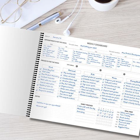 Busy Balance ⎸ Wellness + Life Monthly Business Planner, Best Work Planner, Weekly Overview Planner, Undated Planner Ideas, Organize Life Planner, Planner Set Up, Bujo Daily Spread, Bujo Weekly Spread Layout, Planner Dashboard Ideas