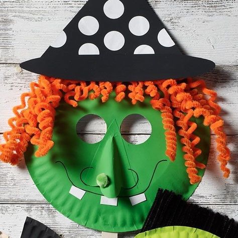 Halloween Mask Craft, Masks Diy Kids, Paper Plate Masks, Diy Halloween Masks, Mask For Halloween, Dekorasi Halloween, Bricolage Halloween, Paper Plate Crafts For Kids, Mascaras Halloween