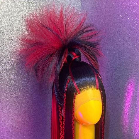 Misty G Quartz on Instagram: "Y2K fantasy ❤️🖤 Commission (NOT FOR SALE) #Wigs #wig #wigmaker #wigstyling #wigstylist #wigology #mistygwigs #drag #dragqueen #dragqueenwigs #y2k #y2kwigs #y2kwig #y2khair" Y2k Wig Hairstyles, Y2k Wigs, Drag Hairstyles, Unique Wigs, Different Wig Hairstyles, Unique Hair Styles, Drag Queen Wigs, Drag Hair, Colorful Wigs