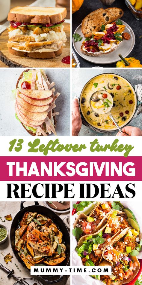 Discover creative ways to use leftover turkey this Thanksgiving! 🥧🍗 Our recipes offer a variety of delicious options, from savory pies to flavorful stir-fries. Make mealtime easy and tasty! Be sure to save this pin for quick recipe ideas! 📌❤️ Thanksgiving Sandwich Recipes, Thanksgiving Leftover Ideas, Mini Turkey Pot Pies, Turkey Casserole Recipes Leftover, Delicious Turkey Recipes, Turkey Tacos Recipes, Quick Turkey, Turkey Pot Pie Recipe, Turkey Casserole Recipe