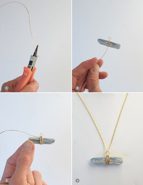 Diy Pendant Necklace Ideas, Raw Stone Jewelry Diy, Wire Stone Jewelry, Diy Rock Jewelry, Stone Jewelry Diy, Diy Crystal Jewelry, Gemstone Jewelry Diy, Crystal Jewelry Diy, Necklaces Diy