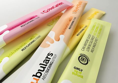 Tubulars Milk Flavoring Straws on Packaging of the World - Creative Package Design Gallery Straw Packaging, Popsicles Packaging, Milk Straws, Bamboo Straws, Creative Package Design, Stationery Packaging, Kid Drinks, Creative Package, Design Packaging