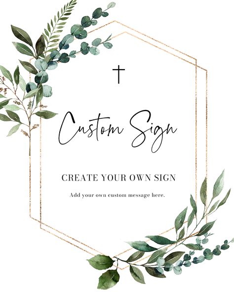 Editable Greenery Gold Cross Custom Baptism Sign Template, Greenery Gold Christening Custom Sign, Printable Custom First Communion Sign B1 Sage Green Baptism Decor, Boho Baptism, Baptism Decor, Boys First Communion, 1st Communion, Boy Baptism, Baptism Invitations, First Holy Communion, Sign Templates