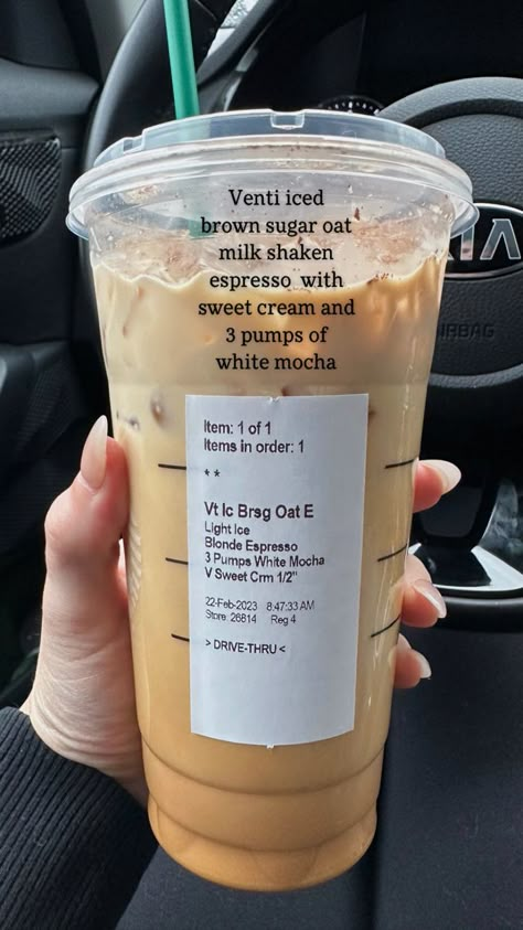 Oat Milk Coffee Starbucks, Starbucks Iced Coffee Drinks Oat Milk, Coffee Based Starbucks Drinks, Popular Starbucks Drinks Iced, Coffee Orders Starbucks Drinks, Oat Milk Starbucks Drinks, Sweet Starbucks Iced Coffee Order, Tiktok Starbucks Drink, Sweet Iced Coffee Starbucks