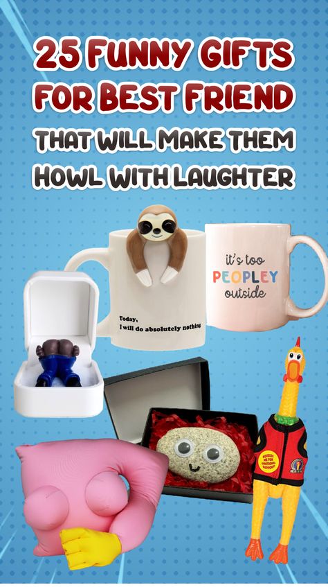 So here, we will give you a series of funny gifts for best friend. From a useful thing with a hilarious printed sentence, like a set of pens and mug, to a completely silly prank tool, we have already set it up for you. #funnygifts #funnygiftsforfriends #funnygiftsformen #funnygiftsforbestfriend Crazy Gifts For Best Friend, Goofy Gifts For Friends, Funny Gifts For Women Friends, Funny Gifts For Friends Christmas, Inappropriate Gifts For Friends, Funny Gift Ideas For Friends, Funny Diy Gifts For Friends, Funny Christmas Gifts For Friends, Silly Gifts For Friends