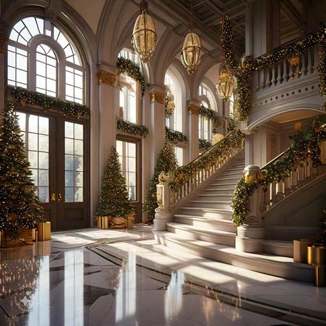 Royal Christmas Aesthetic, Christmas Mansion, Mansion Christmas, Old Money House, Mansion Exterior, Royal Christmas, Castle House, Dream House Rooms, Dream Living