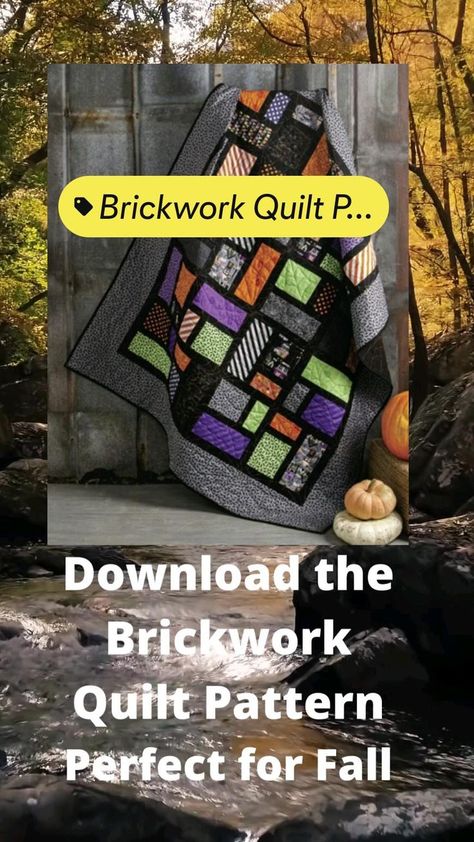 Pin on Crochet Quilt Pattern Free, Fall Quilt Patterns, Easy Quilt Patterns, Fall Quilts, General Crafts, Sewing Lessons, Free Quilting, Brickwork, Easy Quilts