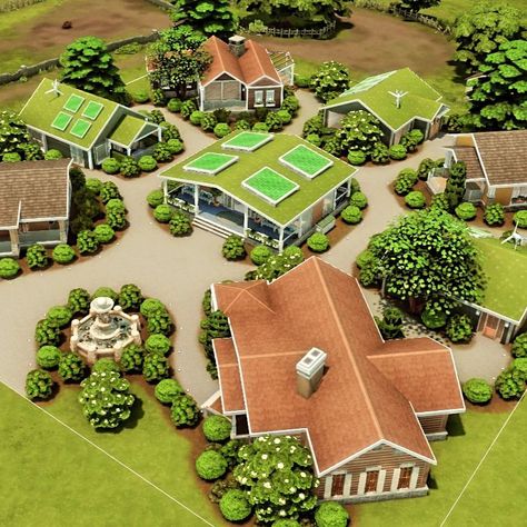 📸 Dear Simmers! 📸 Today, I tackled a true mammoth project and created an impressive community for you and your Sims! 🌟🏡✨ On the spacious 64x64 lot, you'll find four stylish rental houses and four additional buildings with green roofs for various community activities. 🏡🌳 This community includes an indoor pool, a disco, a fitness area, and a game room for all neighbors to enjoy. 🏊‍♂️💃🏋️‍♀️🎮 I hope you like this project and are ready to download it tomorrow. Unfortunately, I won't be able to... Community House Design, Sims 4 Lounge Lot Ideas, Sims 4 Retirement Village, Sims 4 Get To Work Build, Sims 4 Community Lot Ideas, Sims 4 Community Center, Green House Sims 4, Ts4 Community Lots, Community Lots Sims 4