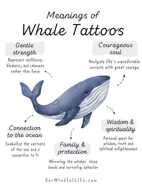 91 Magnificent Whale Tattoos With Meaning - Our Mindful Life Mother Whale Tattoo, Luxury Tattoo Woman, Animal Tattoo With Meaning, Whale Ocean Tattoo, Orca Whale Spiritual Meaning, Whales Tattoo Ideas, Animals Tattoo Meaning, Whale Shark Tattoos For Women, Galaxy Whale Tattoo