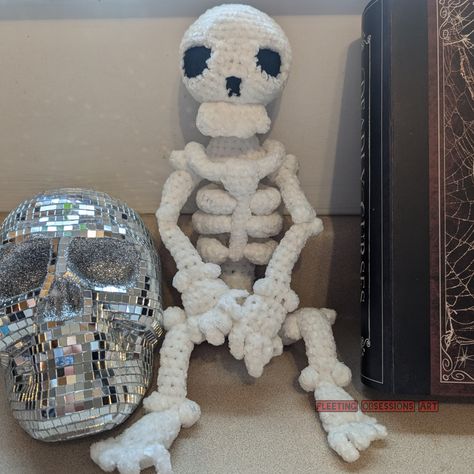 I hope you dont get sick of Gus because I have so many cool pics to show you!   This skeleton pattern really showed me what I could do in amigurumi. I cannot believe that this came from my hands.   Pattern credit goes to @yarnaholicsewciopath called the Leggy Bestie Skeleton. Go grab your own copy!  #fleetingobsessionsart #fleetingobsessionscrafts #yarnaholicsewciopath #leggybestieskeleton #skeleton #crochet #crochetpatternrelease #patterntester #crochetskeletonpattern #bernatvelvetyarn #bones Crochet Skeleton Amigurumi, Skeleton Crochet, Crochet Skeleton, Skeleton Pattern, Cool Pics, Crochet Inspiration, I Can Not, Cute Crochet, Crochet Ideas