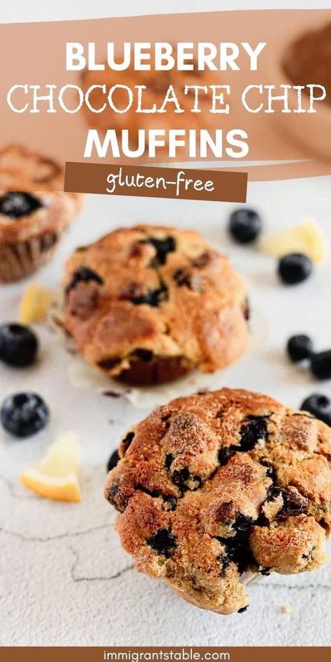 Celebrate the joy of baking with these Gluten-Free Blueberry Chocolate Chip Muffins. Whether you're looking for cozy winter food, planning a Valentine's Day surprise, or prepping for Easter, this chocolate muffin recipe easy approach will guide you to delicious homemade muffins. This bakery muffins recipe is a great addition to your brunch recipes, breakfast recipes, or dessert recipes collection. Try this easy muffin recipe and enjoy the best muffin recipe at home. #food #recipe Chocolate Blueberry Muffins, Blueberry Chocolate Chip Muffins, Homemade Chocolate Chip Muffins, Best Muffin Recipe, Raspberry And White Chocolate Muffins, Basic Muffin, Chocolate Chip Muffins Easy, Basic Muffin Recipe, White Chocolate Muffins