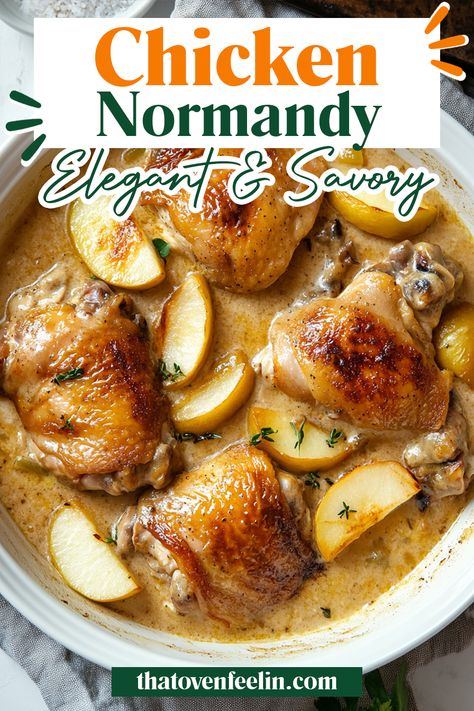 null Chicken Normandy Recipe, Braised Whole Chicken, Chicken Normandy, Easy Winter Dinner, Dijon Mustard Sauce, Creamy Dijon, Apple Cream, Giant Bunny, Christmas Meal