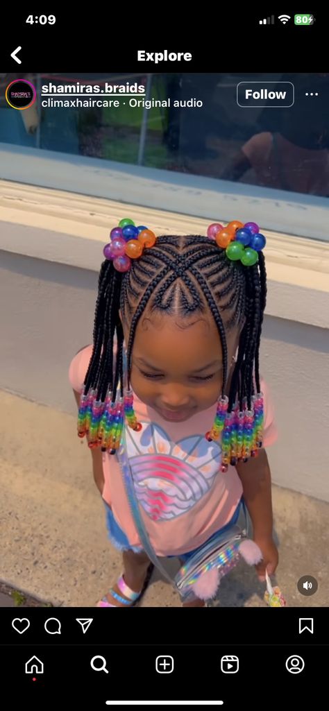 Toddler Braid Styles, Braids Two, Kids Braids With Beads, Black Baby Girl Hairstyles, Baby Girl Hairstyles Curly, Toddler Braids, Black Kids Braids Hairstyles, Cute Toddler Hairstyles, Lil Girl Hairstyles