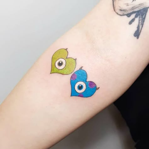 Top 71 Best Small Disney Tattoo Ideas - [2021 Inspiration Guide] Disney Tattoos Friends, Disney Friends Tattoo, Disney Tattoos For Best Friends, Disney Tattoos Small Matching, Monsters Inc Tattoos, Disney Bff Tattoos, Disney Matching Tattoos Friends, Disney Friend Tattoos, Sister Disney Tattoos