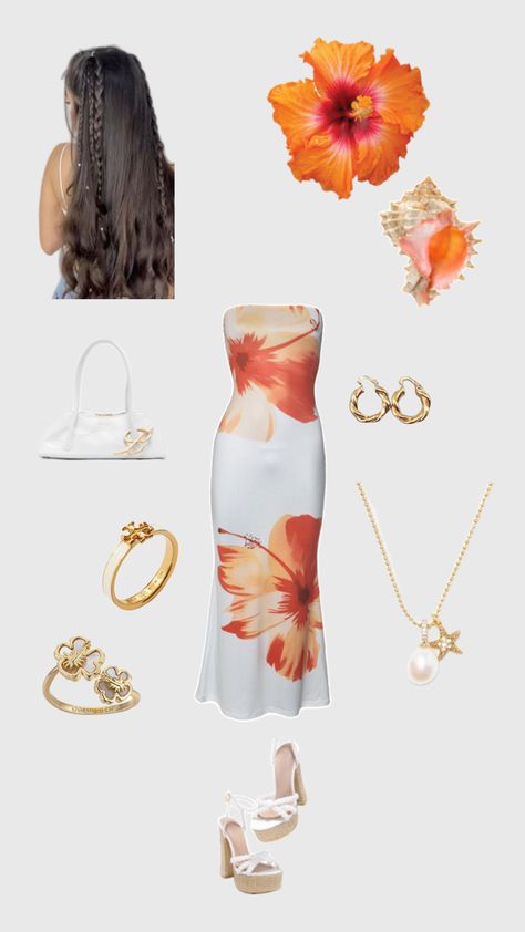 Gold jewelry | summer vibe | orange hibiscus | aesthetic | outfit inspiration Orange Hibiscus Aesthetic, Hibiscus Aesthetic, Summer Hibiscus, Orange Hibiscus, Jewelry Summer, Aesthetic Outfit, Fit Inspo, Fitness Inspo, Summer Outfit