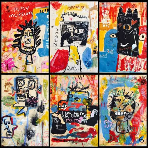 Art Room Britt: Basquiat Self Portraits with Free Association Elements Painting Lesson Plans, Famous Pop Art, Portraits Pop Art, Classe D'art, Basquiat Art, Painting Lesson, 5th Grade Art, 3rd Grade Art, Self Portraits