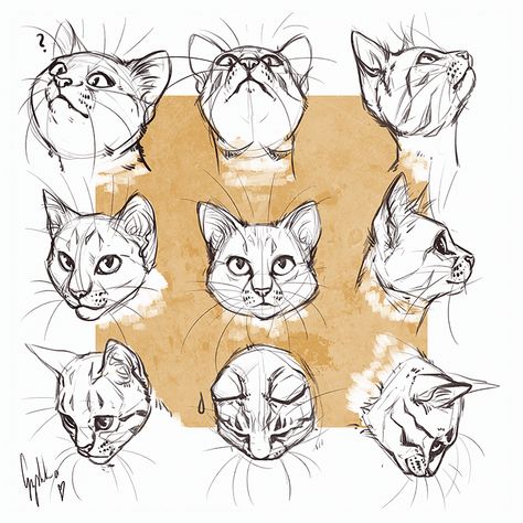 Easy Cat Drawing, Cat Drawing Ideas, Simple Cat Drawing, Beautiful Dawn, Cat Expressions, Cat Drawing Tutorial, Cats Art Drawing, Cat Anatomy, Cat Reference