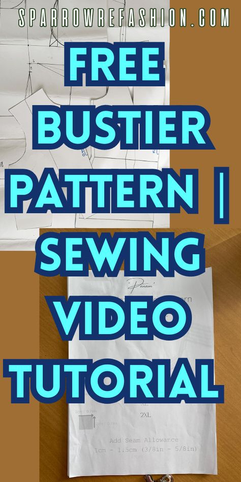 Free PDF Bustier Pattern in All Sizes with Video Tutorial Easy Bustier Pattern, Free Fashion Patterns, Baby Sewing Patterns Free, Bustier Pattern, Unique Sewing Patterns, Plus Size Sewing, Basic Sewing, Dress Patterns Free, Free Pdf Sewing Patterns