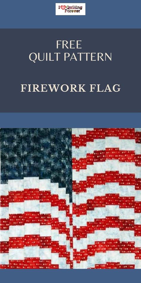 Get your Free Firework Flag Quilt Tutorial here. 500+ Free Quilt Patterns for Beginner & Expert. All Quilters can get inspired! Fireworks Quilt Pattern Free, American Flag Quilt Patterns, Fireworks Quilt Block Pattern Free, American Flag Quilts Ideas, Patriotic Table Runner Pattern, American Flag Quilt Pattern, Flag Quilts American Pattern, American Flag Quilt Pattern Free, Red White And Blue Quilts Free Pattern