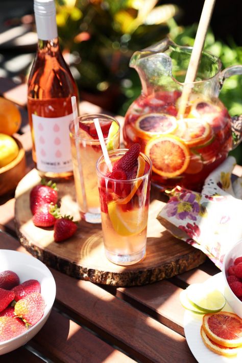 Summer Rosé Sangria - The Candid Appetite Goat Cheese Toast, Strawberry And Champagne, Charcuterie Fruit, Jam Jams, Rosé Sangria, Hawaiian Drinks, Hawaiian Cocktails, Rose Sangria, Jams And Jellies