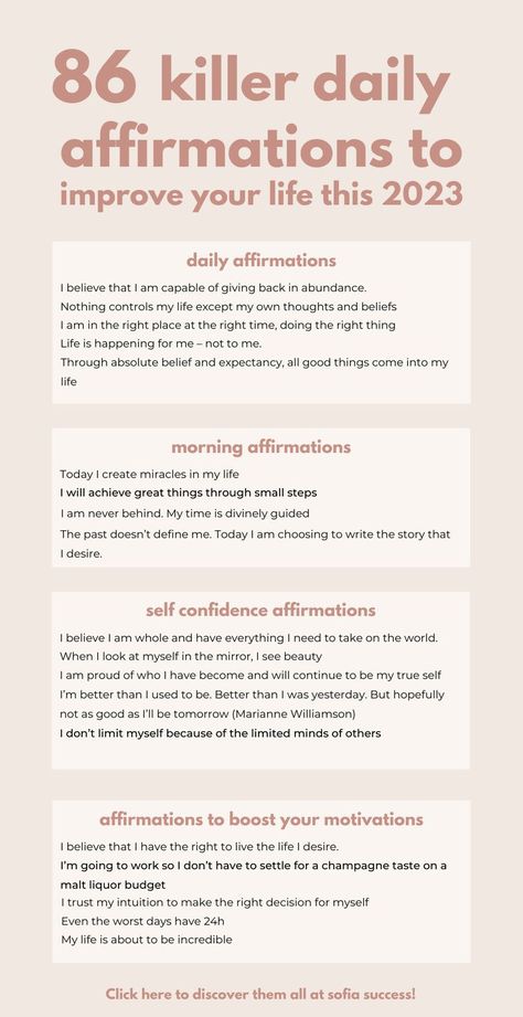 86 killer daily affirmations to improve your life in 2023 Self Confidence Affirmations, Development Plan Template, Personal Development Plan Template, Raise Your Vibrations, Daily Mantras, Confidence Affirmations, Affirmation Wallpaper, Personal Development Goals, Empowering Affirmations