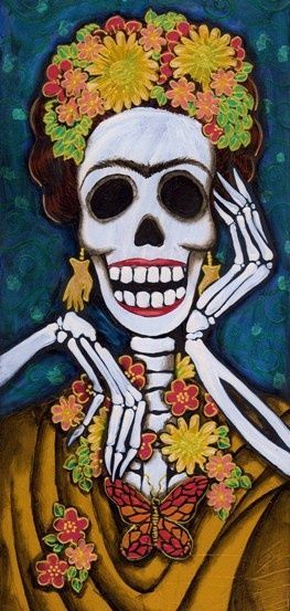 Frida Calaca Mexico Day Of The Dead, Den Mrtvých, Frida And Diego, Frida Art, Day Of The Dead Art, Mexican Traditions, Day Of The Dead Skull, Sugar Skull Art, Diego Rivera