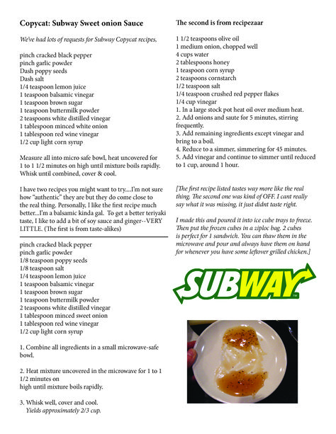 Subway Sweet Onion Sauce Recipes - I'll try number two of the three Sweet Onion Sauce Subway, Subway Sweet Onion Sauce, Subway Sauces, Sweet Onion Sauce, Onion Sauce, Marinade Sauce, Copykat Recipes, Gravy Sauce, Copycat Restaurant Recipes