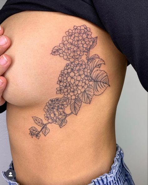 Hydrangea Flowers Tattoo, Hydrangea Half Sleeve Tattoo, Hydrangea Rib Tattoo, Hydrengas Tattoos, Hydrangea Spine Tattoo, Hydrangea Tattoo Thigh, Hygrandea Tattoo, Tattoos Hydrangea, Blue Hydrangea Tattoo