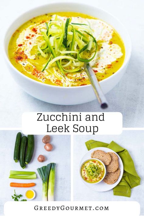 Zucchini and Leek Soup - delicious vegan soup that's super healthy for you | vegan soup ideas | vegan soup recipes | leek soup | zucchini soup #soup #vegan Soup Zucchini, Glow Bowl, Veggie Soups, Ayurveda Pitta, Zucchini Soup Recipes, Soup Cleanse, Leek Recipes, Soup Ideas, Recipe Soup