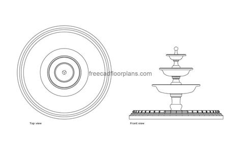 Circular Water Fountain - Free CAD Drawings Fountain Top View, Fountain Architecture, Drinking Water Fountain, Garden Water Fountains, Bird Bath Fountain, Fountain Design, Courtyard House Plans, Small Courtyards, Architecture Design Sketch